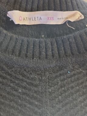 Athleta Black Ribbed Scoop-Neck Knit Top